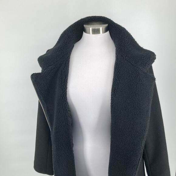 Ann Taylor LOFT Womens Black Wool Moto Zip Front Winter Coat Size Small - Picture 4 of 14